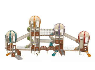 Psagot Playgrounds Balloons 4 - detail of tube slides at various heights