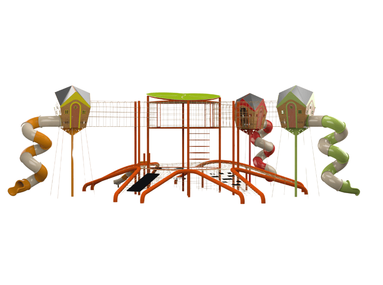 Psagot Playgrounds Amarillo - tree house towers with hanging bridges and spiral slides for ages 5-12