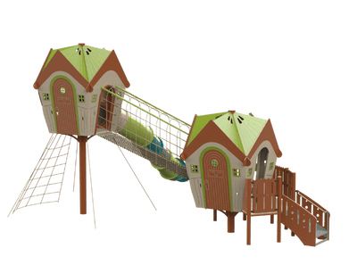 Psagot Playgrounds Long Beach 2 - alternate angle showing rope bridge connection