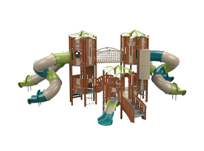 Psagot Playgrounds Pittsburgh Commercial Playground - HDPE play system with slide and climbing and tunnel for ages 5-12