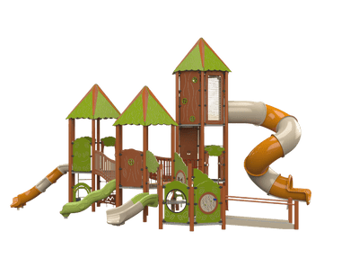 Psagot Playgrounds Dayton Commercial Playground - HDPE play system with slide and climbing and wheelchair for ages 5-12