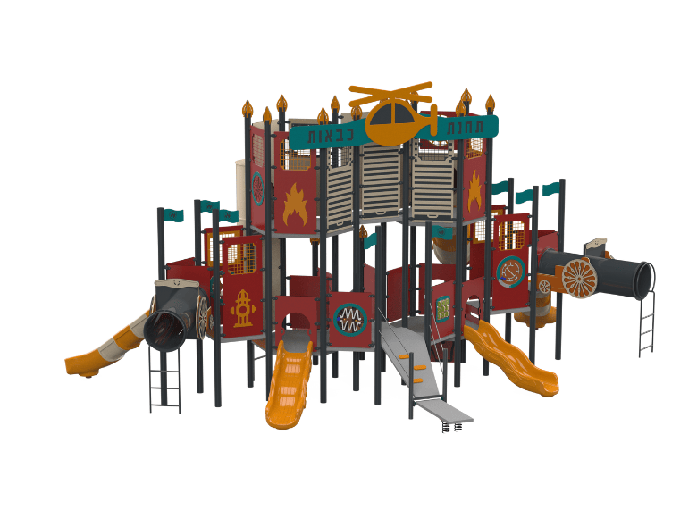 Psagot Playgrounds RichmondB Commercial Playground - HDPE play system with climbing for ages 5-12