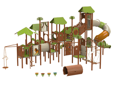Psagot Playgrounds Louisville Commercial Playground - HDPE play system with climbing and rope for ages 5-12