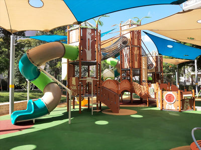 Psagot Playgrounds MetropolisB Commercial Playground - Detail view of play elements