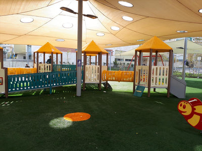 Psagot Playgrounds Olympia Accessible Playground - HDPE play system with slide and ramp and panel for ages 2-5