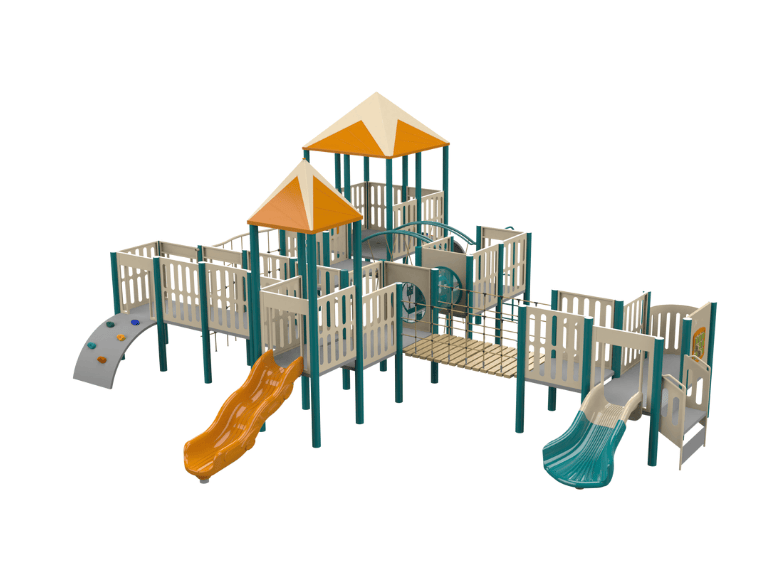 Psagot Playgrounds Buffalo Commercial Playground - steel post multi-tower play system for ages 2-5
