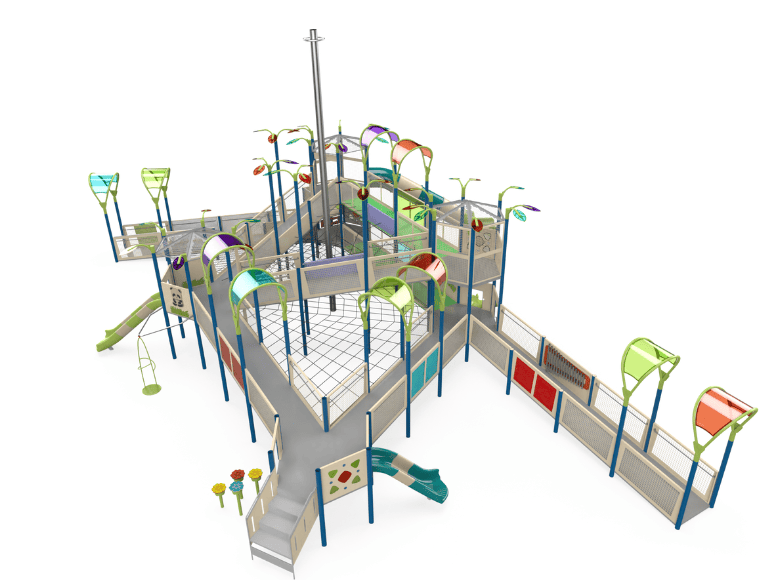 Psagot Playgrounds Grand Rapids Inclusive Commercial Playground - wheelchair accessible steel post play system