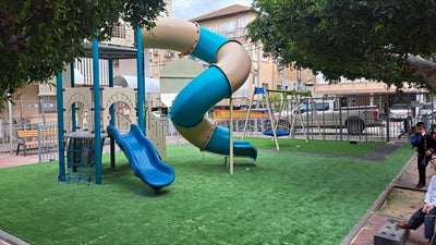 Psagot Playgrounds CheyeneB Commercial Playground - steel post play system with two-level tower for ages 5-12