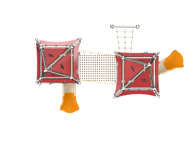 Psagot Playgrounds Lil Witch House 2 A - two cabins connected by cable bridge