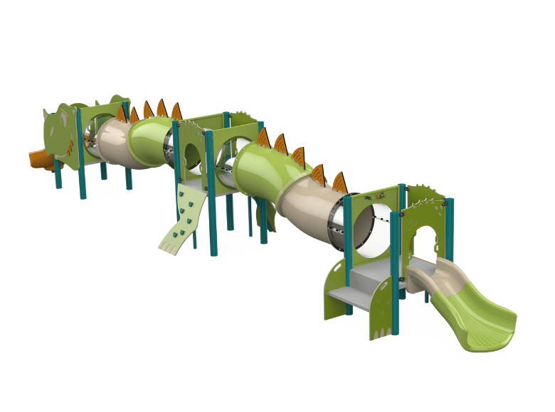 Psagot Playgrounds Dino the Dinosaur - HDPE dinosaur crawling tunnel with slide for ages 2-5