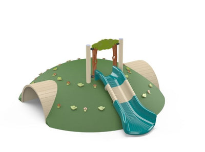 Psagot Playgrounds Hillside Slide B - HDPE hill play structure with climbing stones for ages 2-5