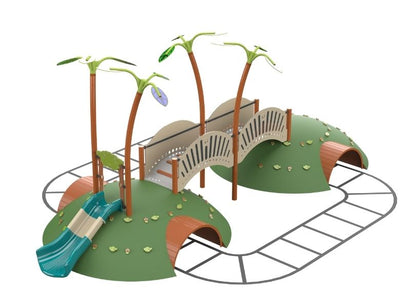 Psagot Playgrounds Hillside Slide C - HDPE hill play structure with slide bridges for ages 2-5