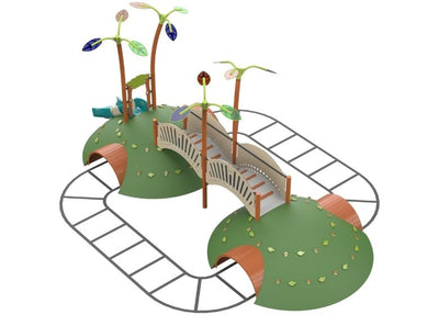 Psagot Playgrounds Hillside Slide C - alternate angle showing decorative treetops