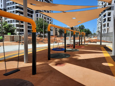 Psagot Playgrounds Square Frame Bird's Nest Swing - modern square frame with rope nest seat