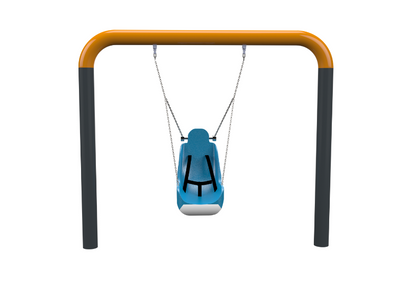 Psagot Playgrounds Square Frame Accessible Swing - wide seat with safety belt detail