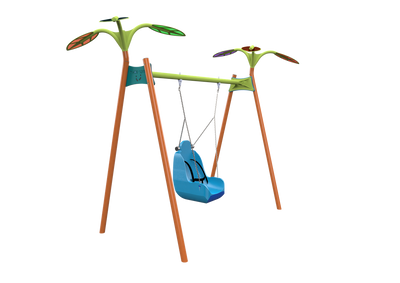 Psagot Playgrounds Forest Accessible Swing - nature-themed accessible swing with leaf crowns
