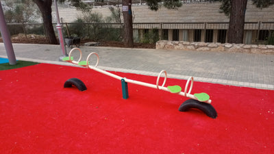 Psagot Playgrounds Walnut B - four-person seesaw with HDPE seats for ages 5-12