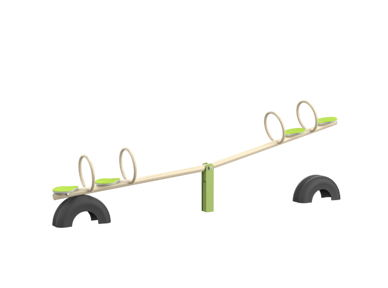 Psagot Playgrounds Walnut B - four HDPE seats and metal frame detail