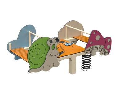 Psagot Playgrounds Butterflies Spring - spring base and mushroom figure close-up