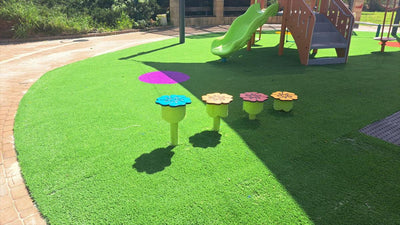 Psagot Playgrounds HDPE Flower Stepping Pods - two-tone color detail and stepping surface