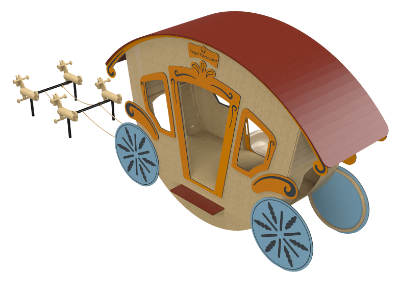 Psagot Playgrounds Fairytale Carriage - Robinia wood play structure with horses for imaginative play