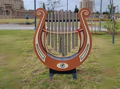 Psagot Playgrounds Lyre - outdoor percussion string instrument tuned to Western scale