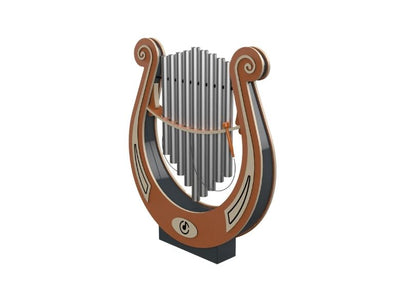 Psagot Playgrounds Lyre - children playing the tuned strings outdoors