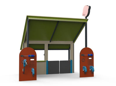 Psagot Playgrounds Junior Gas Station - rubber entrance door and garage area
