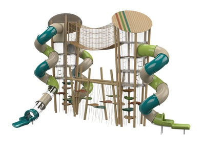 Psagot Playgrounds Acacia C2 - Robinia wood twin-tower play system with bridges for ages 5-12