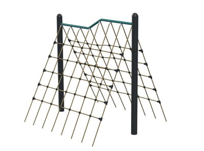 Psagot Playgrounds Ninja Climbing Net - vertical rope net challenge with wavy top bar