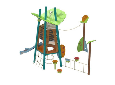 Psagot Playgrounds Panama - leafy canopy roof and forest animal HPL panels