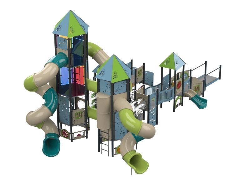 Psagot Playgrounds Las Vegas D - vibrant multi-tower HPL play system with slides and climbing
