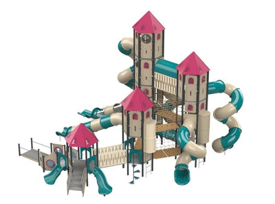 Psagot Playgrounds Springfield B Commercial Playground - HDPE play system with slide and climbing and rope for ages 5-12