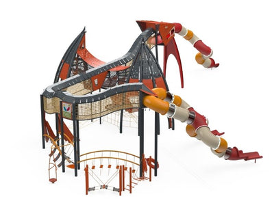 Psagot Playgrounds Dragon D - detail of 3D dragon head and tube slide