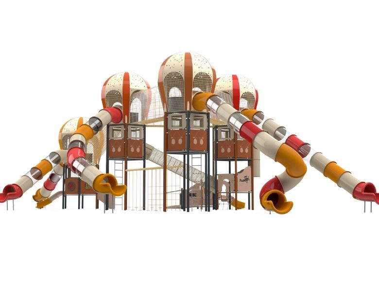 Psagot Playgrounds 4 Balloons - four balloon-shaped towers with slides and climbing nets for ages 5-12