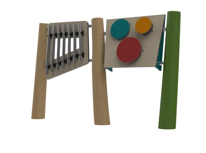 Psagot Playgrounds Music Panel - Robinia wood xylophone and drum panel for outdoor musical play
