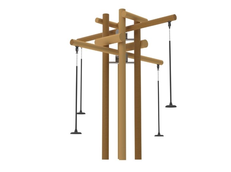 Psagot Playgrounds Chandelier - Robinia wood four-seat group seesaw for ages 5-12