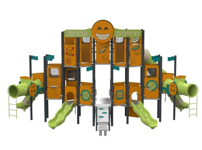 Psagot Playgrounds Richmond D Commercial Playground - HDPE play system with climbing and panel for ages 5-12