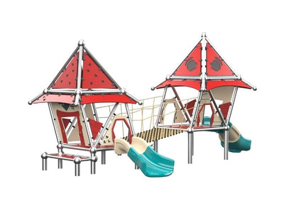 Psagot Playgrounds Lil Witch House A1 - asymmetric toddler play system with quirky huts