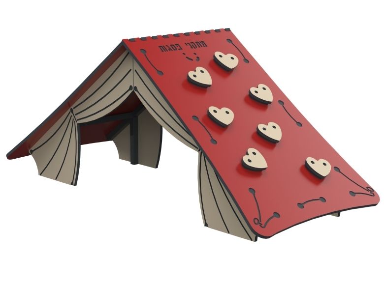 Psagot Playgrounds Climbing House B - house-shaped HDPE climbing structure with quartz grips for ages 2-5