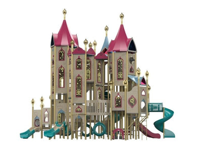 Psagot Playgrounds Castle B - spiraling tube slides and climbing walls