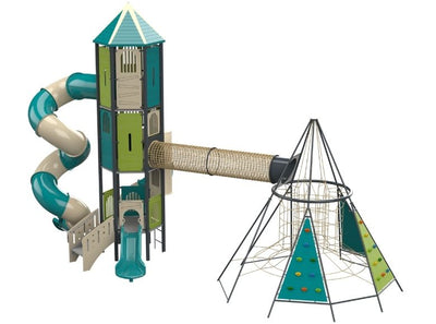 Psagot Playgrounds Minneapolis J - alternate angle showing crawling bridge to pyramid