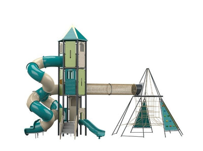 Psagot Playgrounds Minneapolis J - detail of tube slides and climbing elements