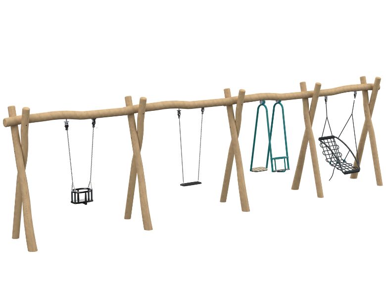 Psagot Playgrounds Robinia Classic Swing 2A - European Robinia Wood Double Swing