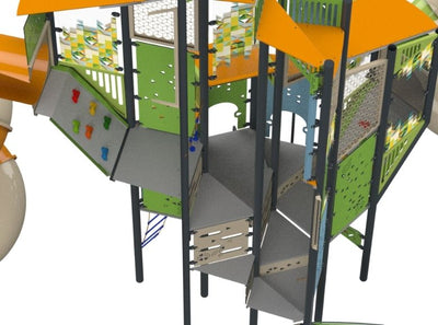 Psagot Playgrounds Nepal - climbing nets and slide descent detail