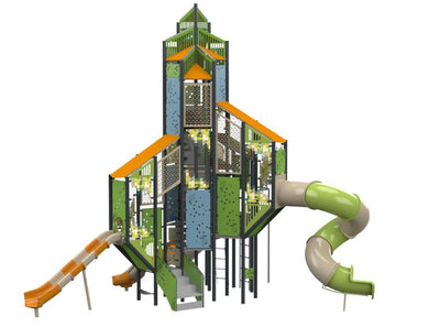 Psagot Playgrounds Nepal - multilayered urban play tower side view