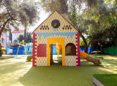Psagot Playgrounds Hansel and Gretel - biscuit door and climbing step detail