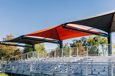Superior Shade suspended cantilever shade over bleachers
