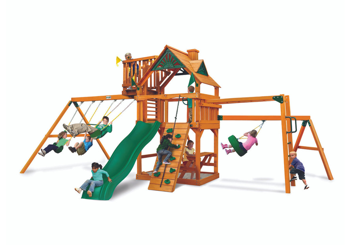 Gorilla-Playsets-Homestead-W-Sky-Loft-Wooden-Swing-Set-Whit-W-Kids