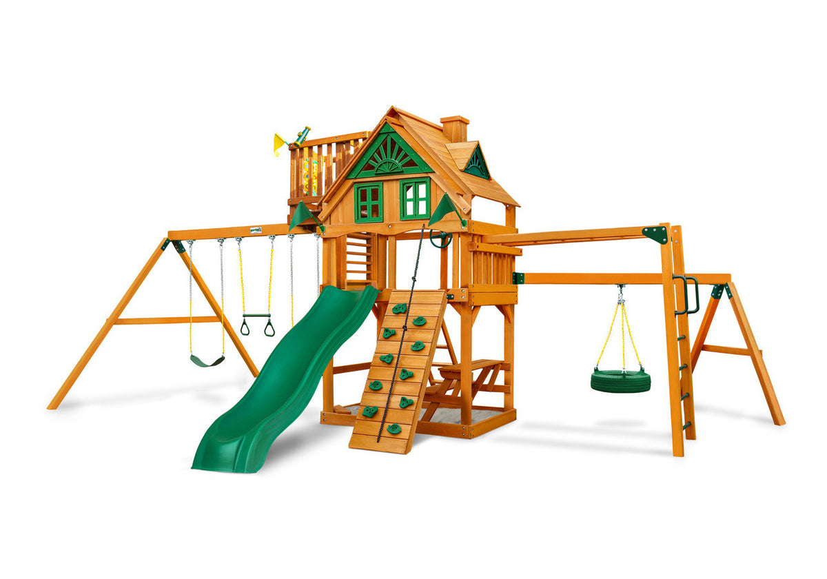 Gorilla-Playsets-Homestead-W-Sky-Loft-Wooden-Swing-Set-White